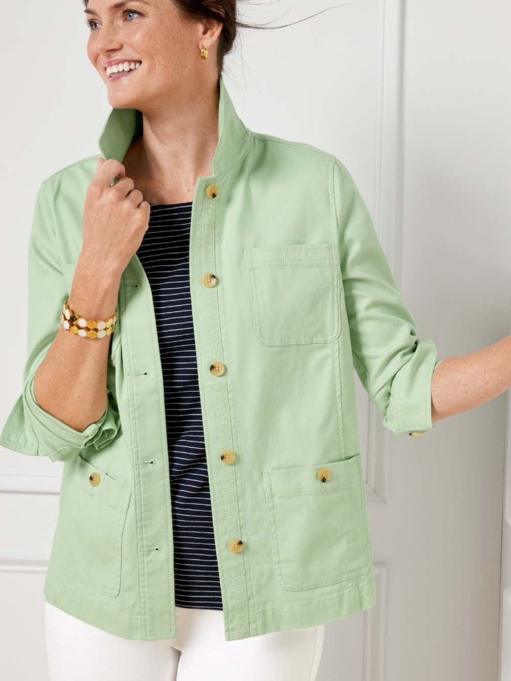 Talbots Shirt Jacket Mint Green Lightweight Sz 2XP